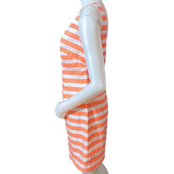 Lilly Pulitzer Delia Sunrise Stripe Floral Shift Dress Orange Pink Green Size 4 - Picture 3 of 12